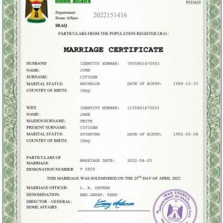 Iraq marriage certificate Word and PDF template download template file