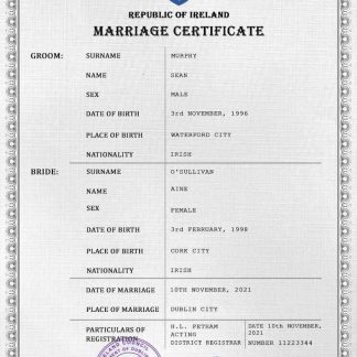 Ireland marriage certificate PSD template download template file