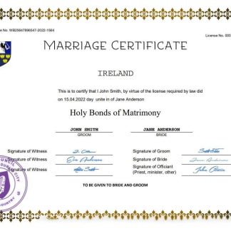Ireland marriage certificate Word and PDF template download template file