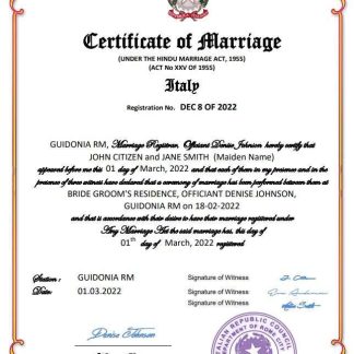 Italy marriage certificate Word and PDF template download template file