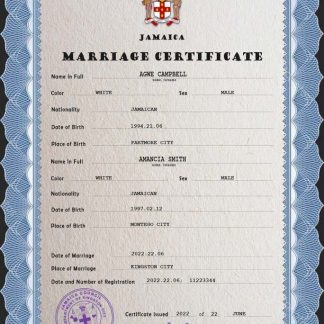 Jamaica marriage certificate PSD template download template file