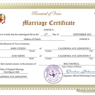 Jamaica marriage certificate Word and PDF template download template file