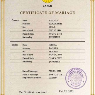 Japan marriage certificate PSD template download template file