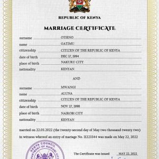 Kenya marriage certificate PSD template download template file