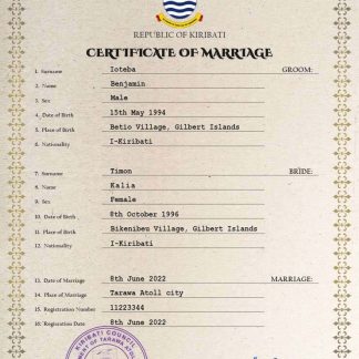 Kiribati marriage certificate PSD template download template file