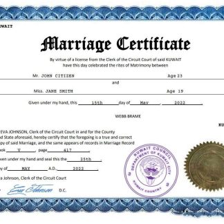 Kuwait marriage certificate Word and PDF template download template file