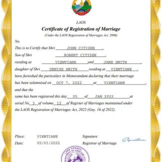 Laos marriage certificate Word and PDF template download template file