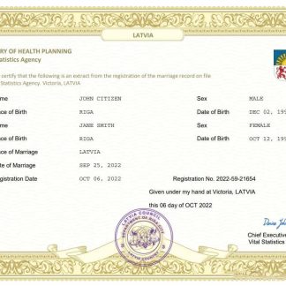 Latvia marriage certificate Word and PDF template download template file