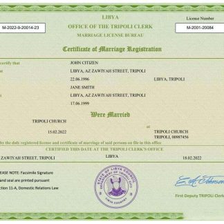 Libya marriage certificate Word and PDF template download template file