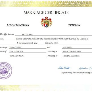 Liechtenstein marriage certificate Word and PDF template download template file