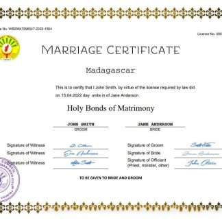 Madagascar marriage certificate Word and PDF template download template file