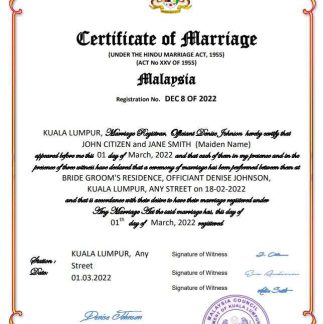 Malaysia marriage certificate Word and PDF template download template file