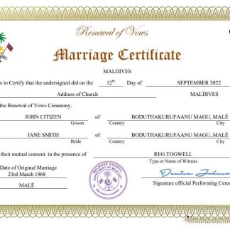 Maldives marriage certificate Word and PDF template download template file