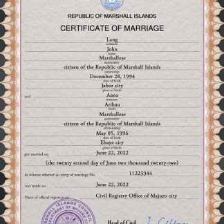 Marshall Islands marriage certificate PSD template download template file