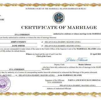 Marshall Islands marriage certificate Word and PDF template download template file