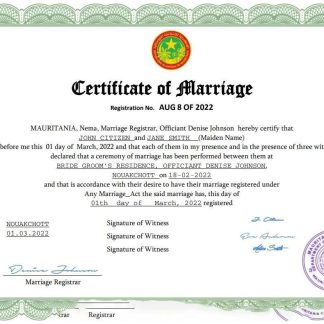 Mauritania marriage certificate Word and PDF template download template file