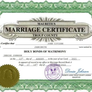 Mauritius marriage certificate Word and PDF template download template file