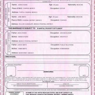 Mexico marriage certificate template in PSD format download template file
