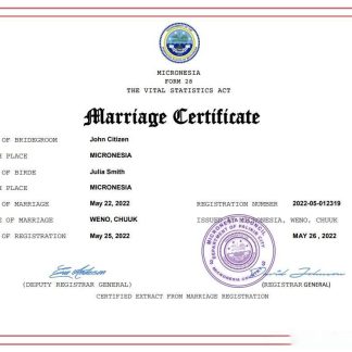 Micronesia marriage certificate Word and PDF template download template file
