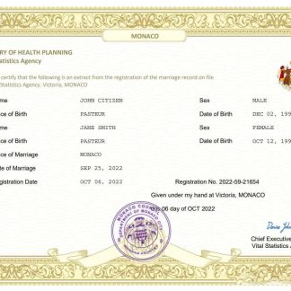 Monaco marriage certificate Word and PDF template download template file