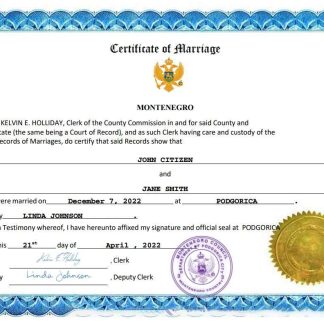 Montenegro marriage certificate Word and PDF template download template file