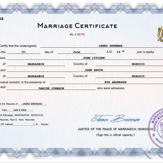 Morocco marriage certificate Word and PDF template download template file