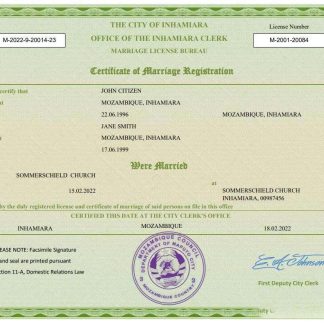 Mozambique marriage certificate Word and PDF template download template file