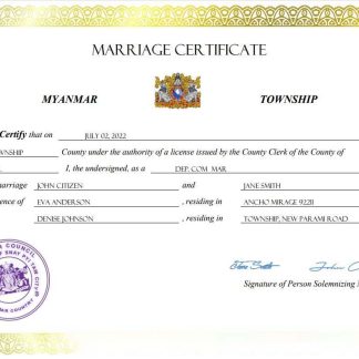 Myanmar marriage certificate Word and PDF template download template file