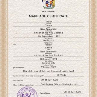 New Zealand marriage certificate PSD template download template file