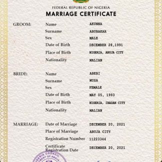 Nigeria marriage certificate PSD template download template file