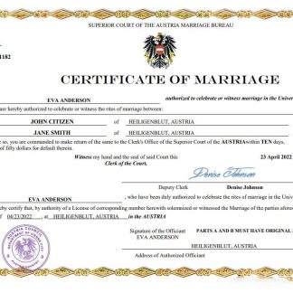 Austria marriage certificate Word and PDF template, download template file