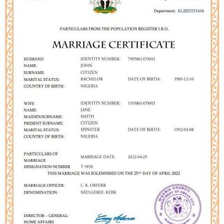 Nigeria marriage certificate Word and PDF template download template file