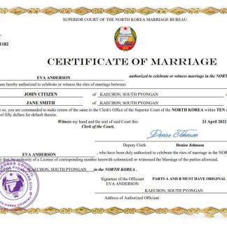 North Korea marriage certificate Word and PDF template download template file