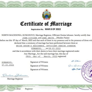 North Macedonia marriage certificate Word and PDF template download template file