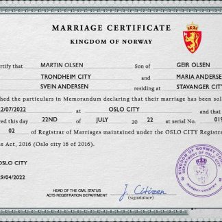 Norway marriage certificate PSD template download template file