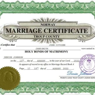 Norway marriage certificate Word and PDF template download template file