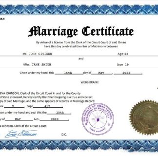 Oman marriage certificate Word and PDF template download template file
