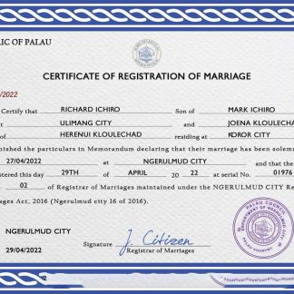 Palau marriage certificate PSD template download template file