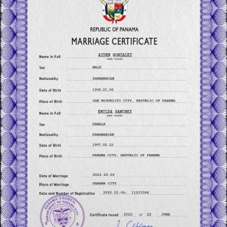 Panama marriage certificate PSD template download template file