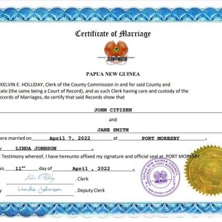 Papua New Guinea marriage certificate Word and PDF template download template file