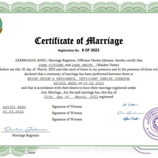 Azerbaijan marriage certificate Word and PDF template, download template file