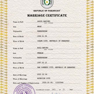 Paraguay marriage certificate PSD template download template file