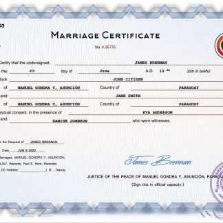Paraguay marriage certificate Word and PDF template download template file
