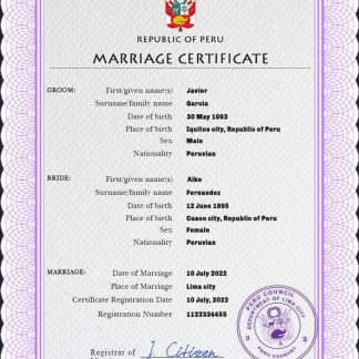 Peru marriage certificate PSD template download template file
