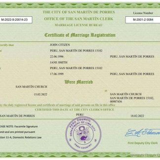 Peru marriage certificate Word and PDF template download template file
