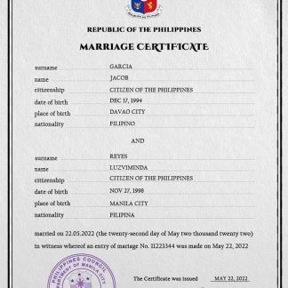 Philippines marriage certificate PSD template download template file