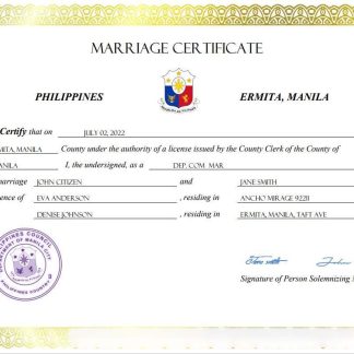Philippines marriage certificate Word and PDF template download template file