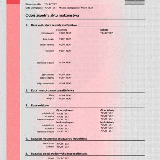 Poland marriage certificate PSD 1 download template file