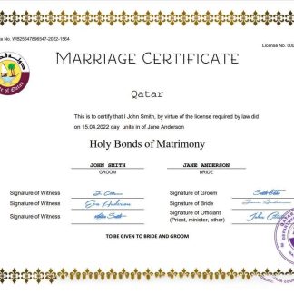 Qatar marriage certificate Word and PDF template download template file