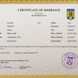 Romania marriage certificate PSD template, fully editable download template file